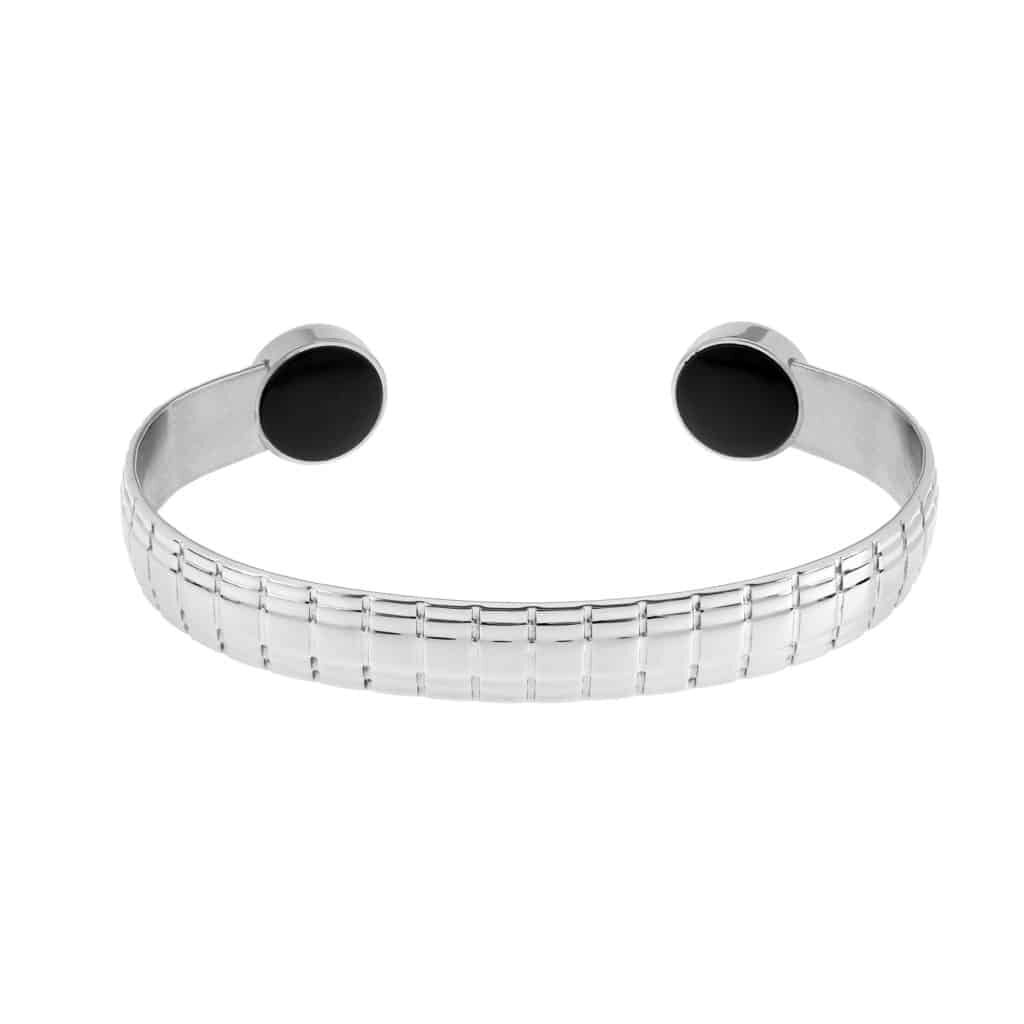 Photo of Lux Polished Magnetic Bracelet in Silver and Black